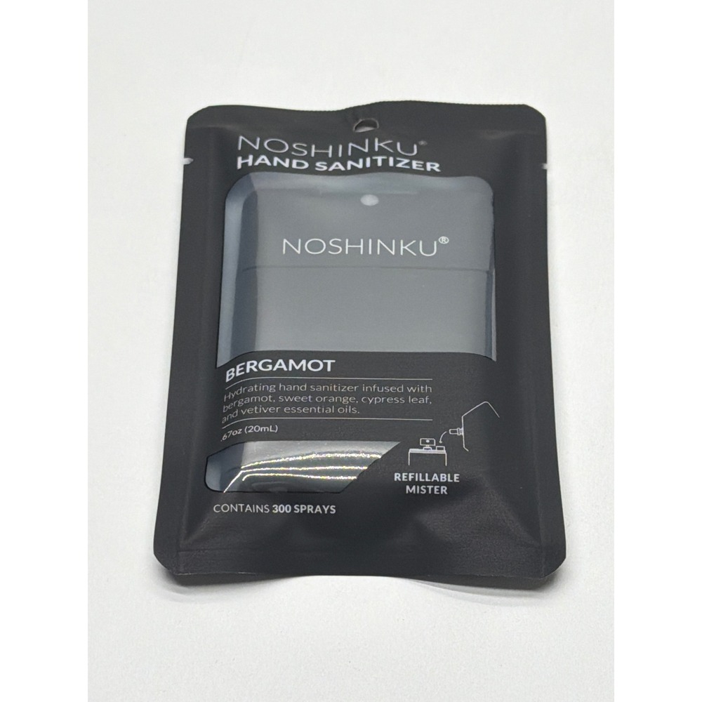 Noshinku Bergamot Hydrating Hand Sanitizer Refillable Mister 0.67oz 20mL 300